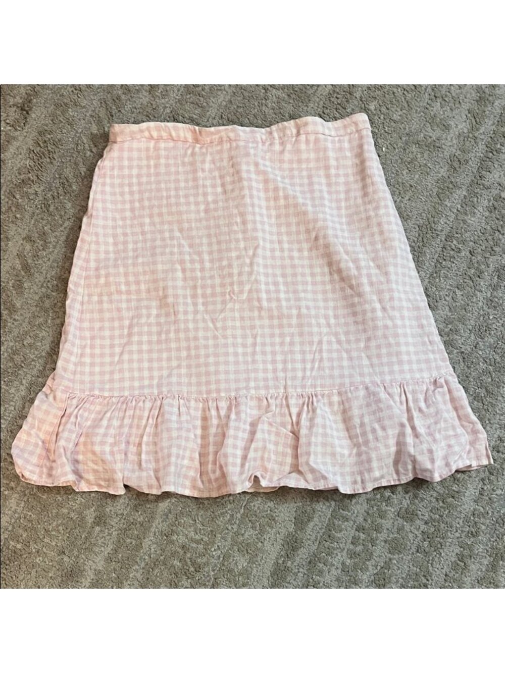 Draper James Pink Gingham Ruffle Hem Knee Length Skirt 14